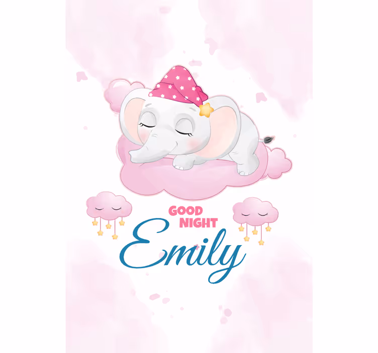 Stores bébés éléphant mignon pour fille avec nom - TenStickers