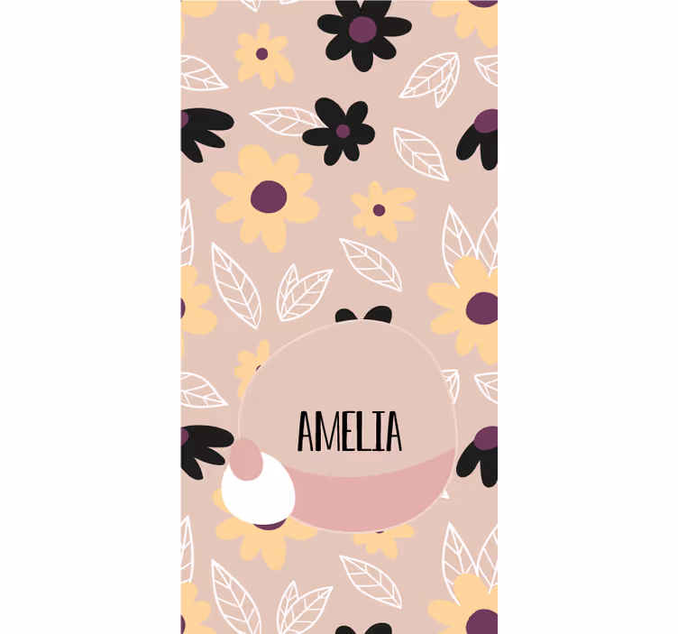 Toile fenêtre personnalisé création de nom floral sur mesure - TenStickers