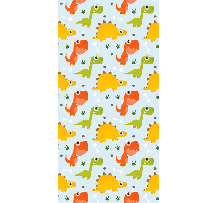 Toile fenêtre dinosaures dessins animés mignons - TenStickers