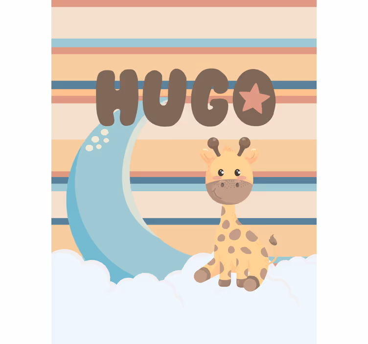 Toile fenêtre chambre bébé girafe avec des nuages - TenStickers