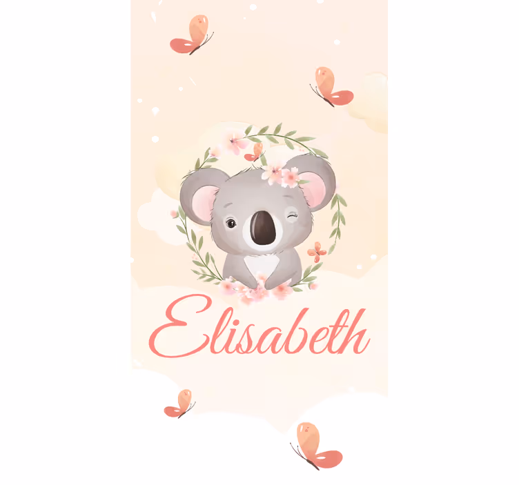 Toile fenêtre chambre enfant bébé koala avec nom - TenStickers