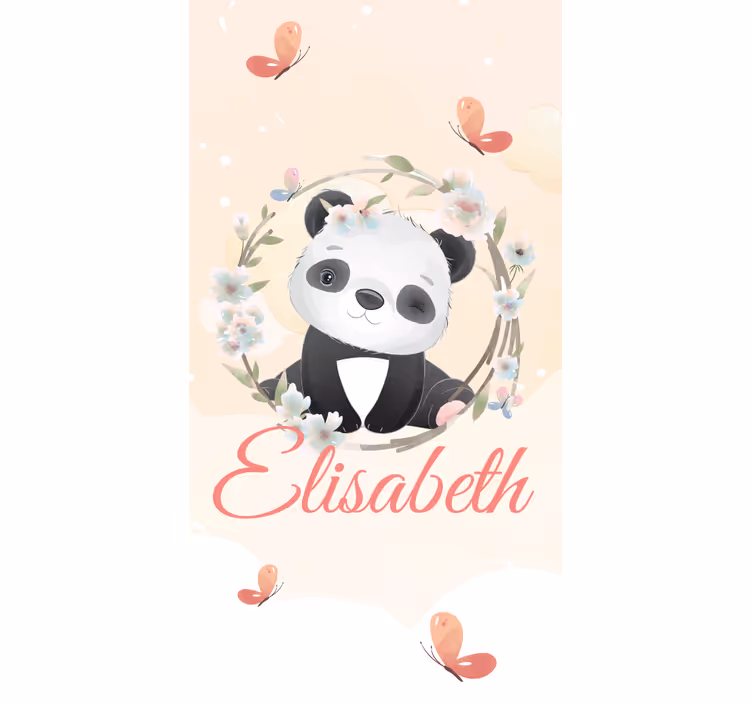 Toile fenêtre chambre enfant bébé panda avec nom - TenStickers