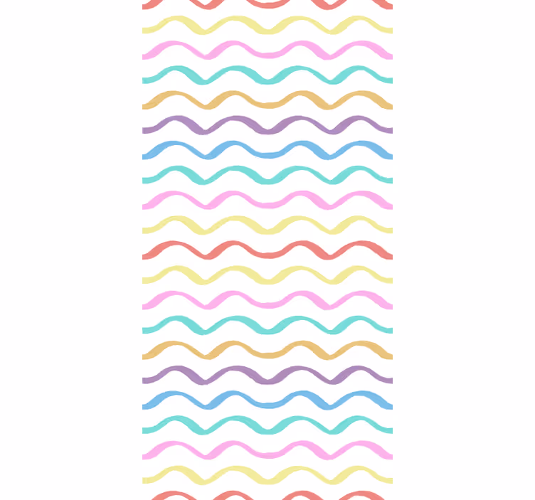 Toile fenêtre chambre enfant lignes ondulées colorées - TenStickers
