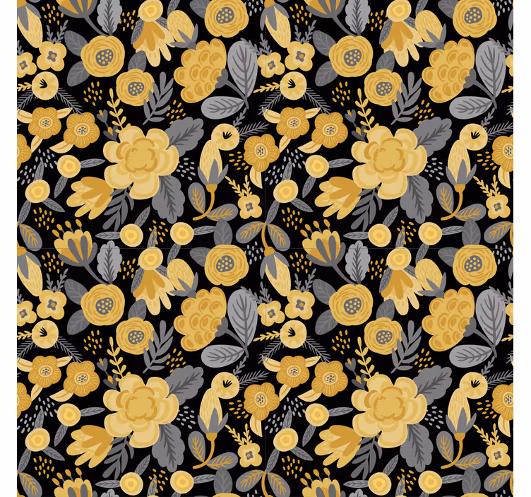 Toile fenêtre fleur motif botanique jaune - TenStickers
