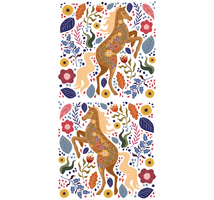 Toile fenêtre animaux silhouette de cheval majestueuse - TenStickers