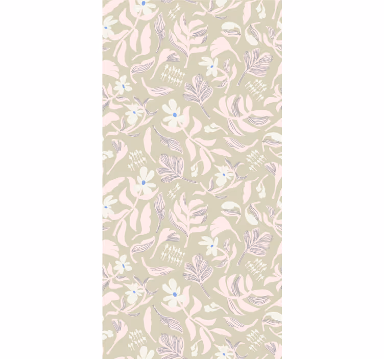 Toile fenêtre fleurs et plantes thème feuille beige - TenStickers
