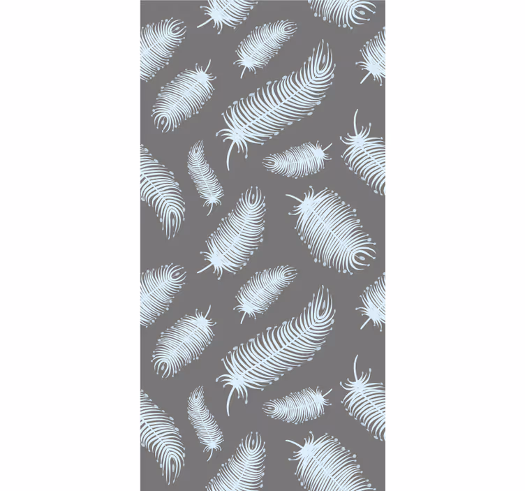 Toile fenêtre gris motif de plumes - TenStickers