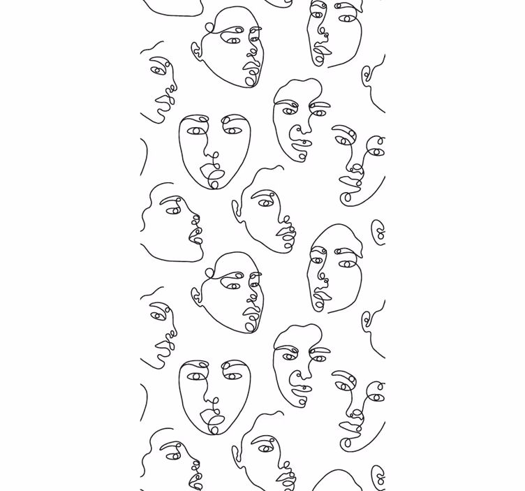 Toile fenêtre original contours artistiques des visages - TenStickers