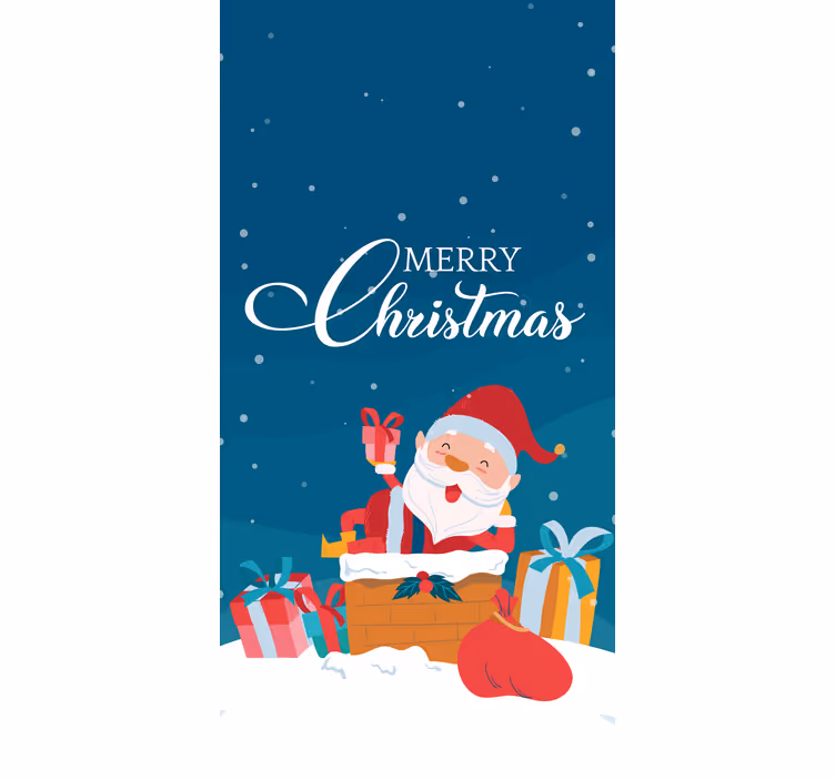 Toile fenêtre original le père noël entouré - TenStickers