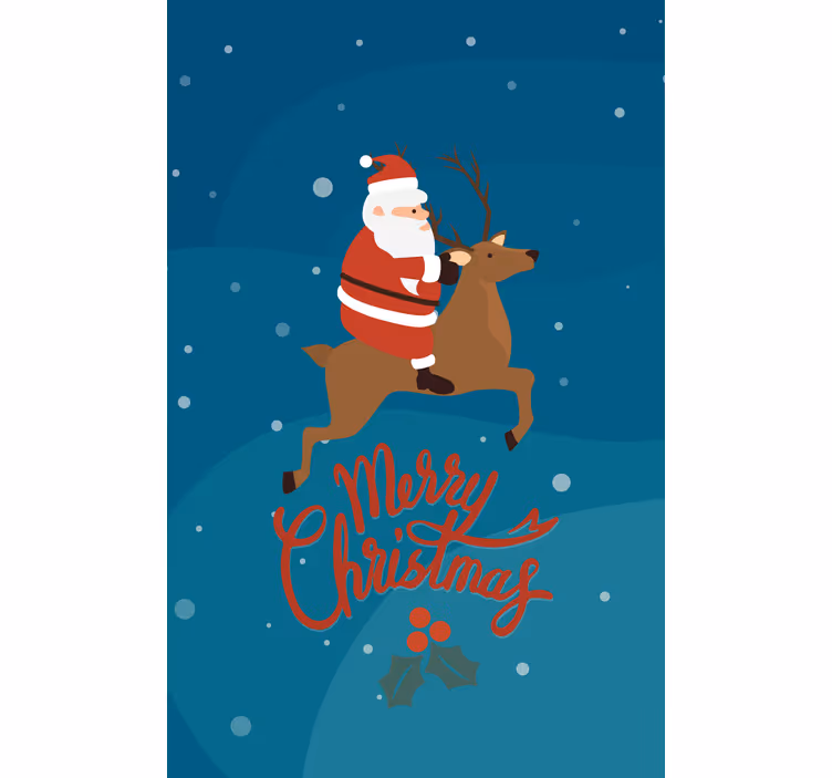 Toile fenêtre original père noël chevauchant un renne - TenStickers