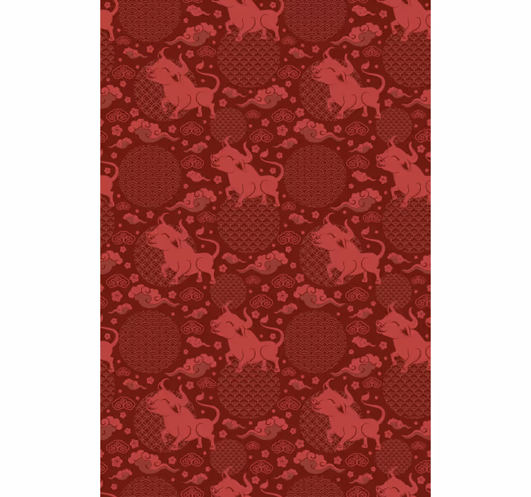 Toile fenêtre animaux motif de taureau rougeâtre - TenStickers