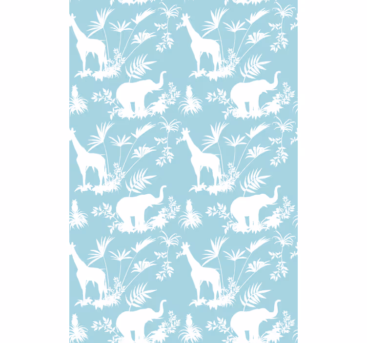 Toile fenêtre animaux éléphants et girafes - TenStickers