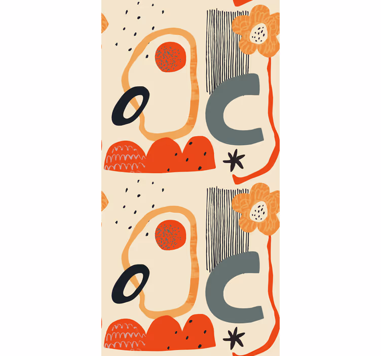 Stores avec des dessins Abstraction de collage rouge et orange - TenStickers