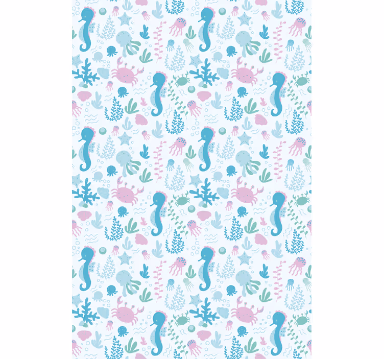 Toile fenêtre salle de bain motif hippocampe - TenStickers
