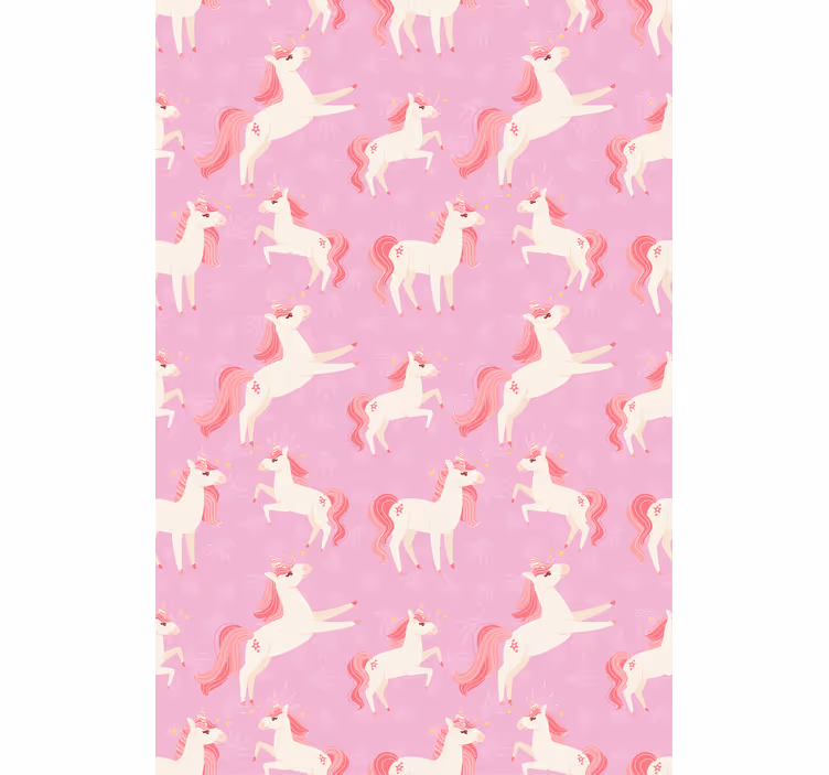 Toile fenêtre chambre enfant fantaisie de licorne rose - TenStickers