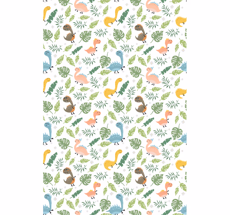 Toile fenêtre dinosaures motif tropical de dinosaure - TenStickers
