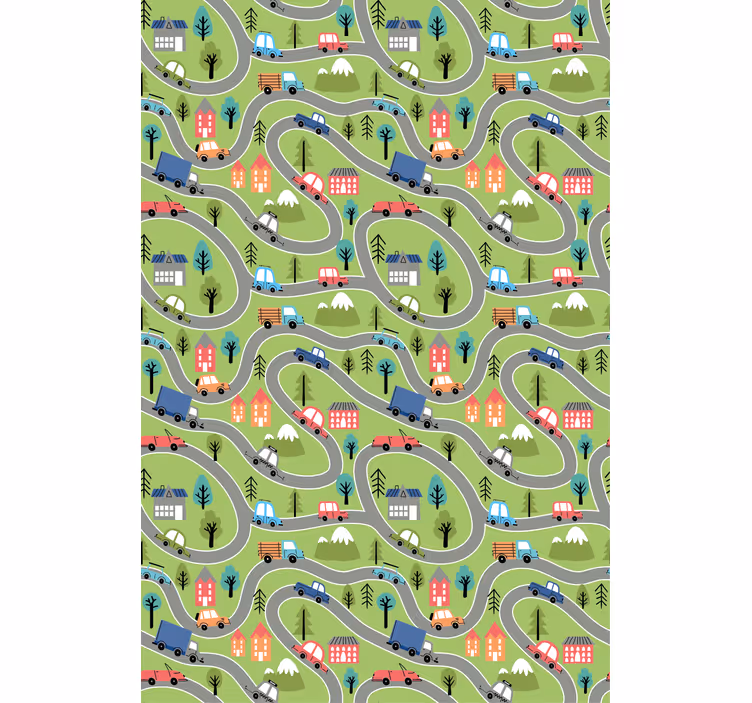 Toile fenêtre chambre enfant routes de véhicules colorées - TenStickers