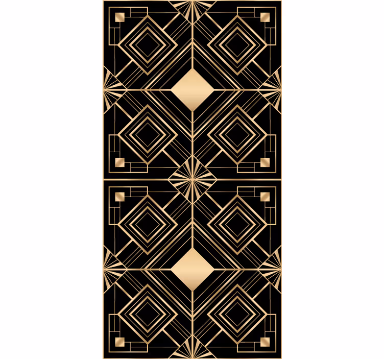 Toile fenêtre moderne motif géométrique doré - TenStickers