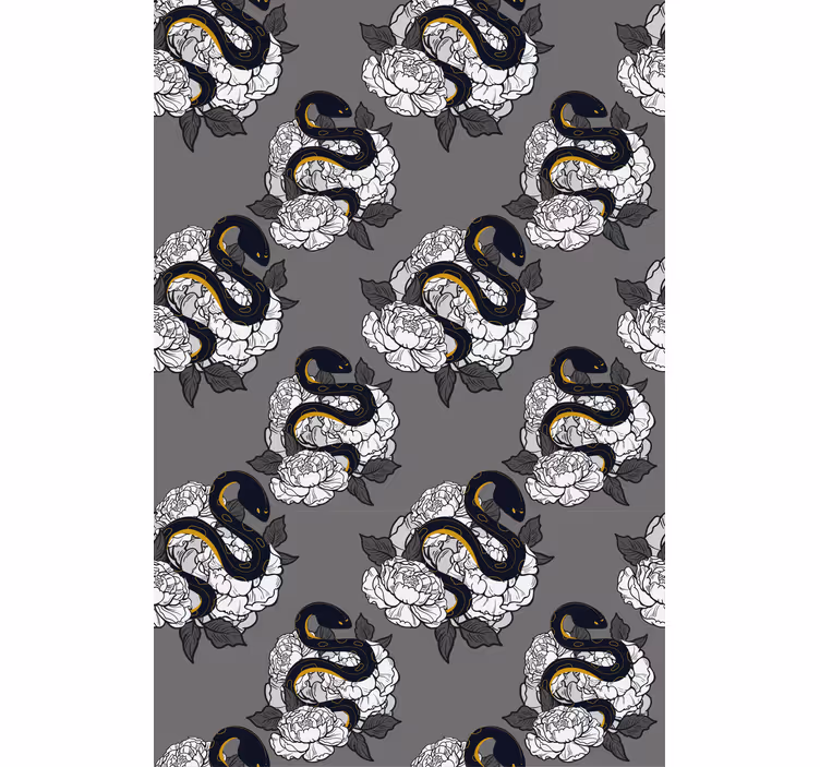 Toile fenêtre animal motif serpent et fleur - TenStickers