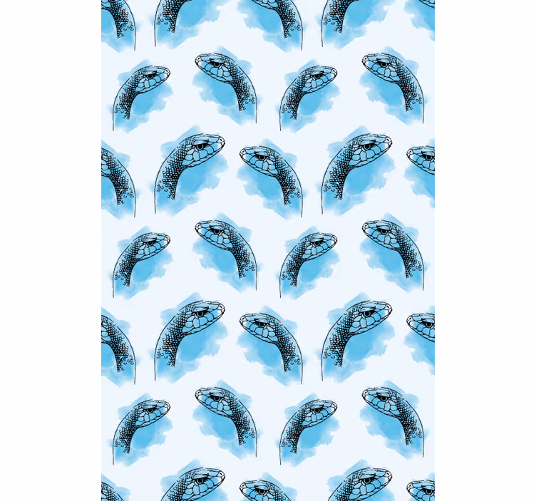 Toile fenêtre animaux visages de serpent bleu - TenStickers