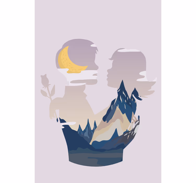 Toile fenêtre original scène de montagne nocturne - TenStickers