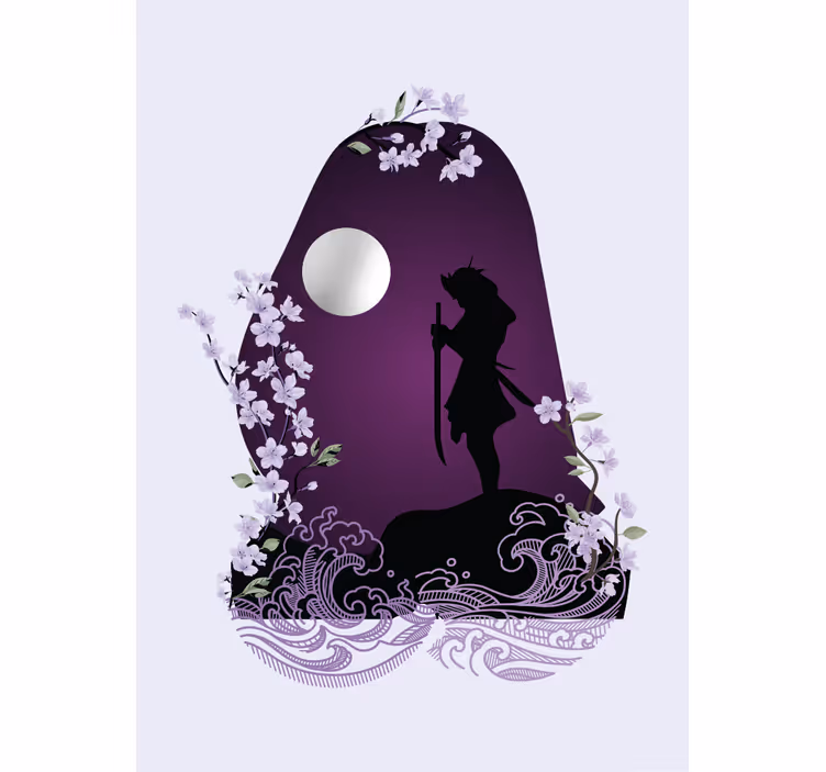 Toile fenêtre amusant silhouette d'épéiste - TenStickers