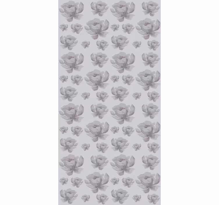 Toile fenêtre fleurs et plantes design gris délicat - TenStickers