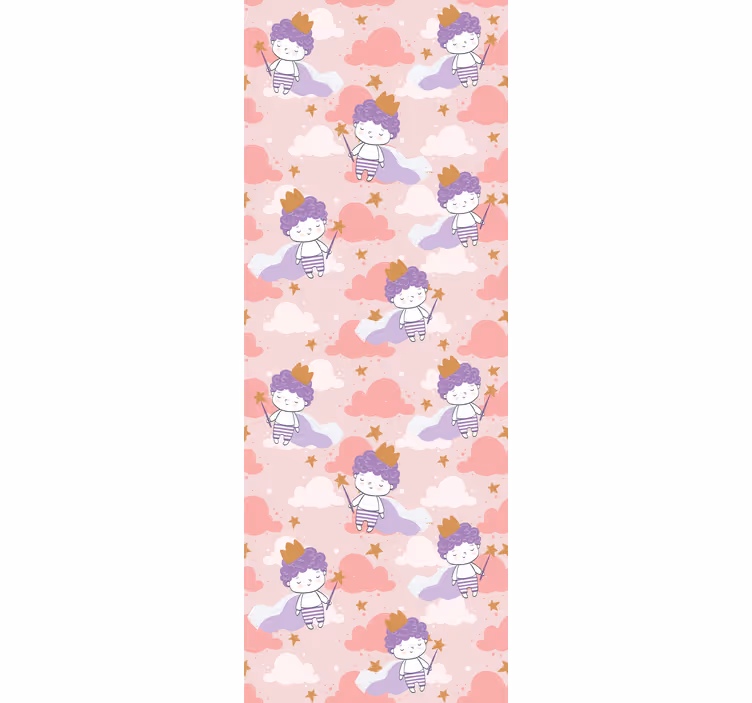 Toile fenêtre chambre enfant princesses câlines et nuages - TenStickers