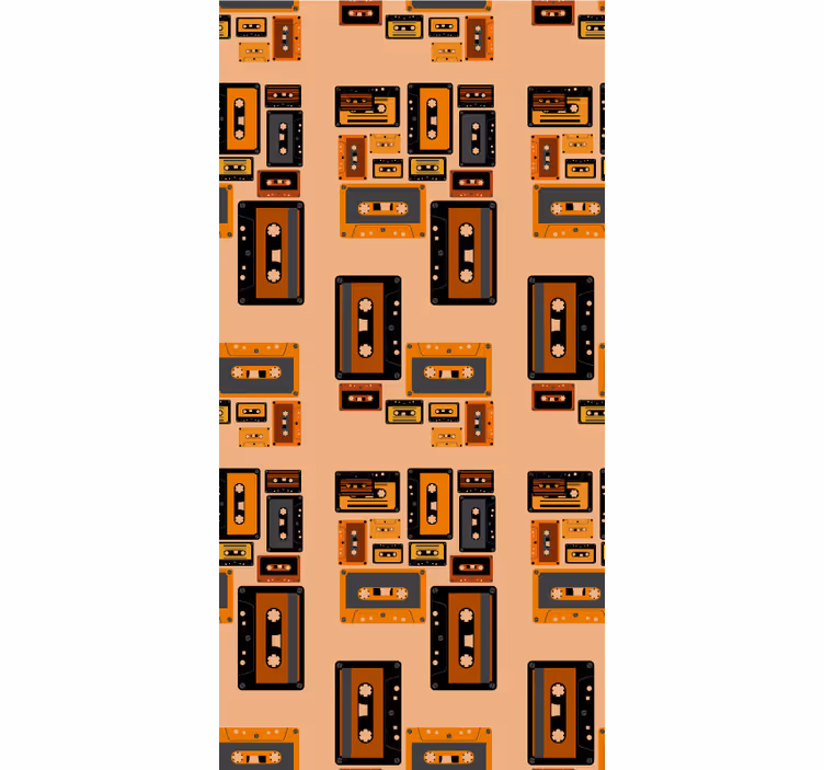 Toile fenêtre vintage cassettes audio rétro - TenStickers
