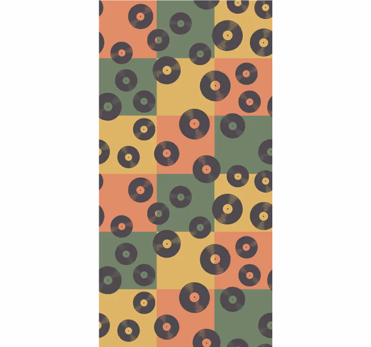 Toile fenêtre vintage disques vinyles rétro - TenStickers