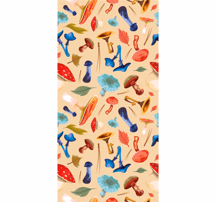 Toile fenêtre fruits et légumes motif de champignon coloré - TenStickers