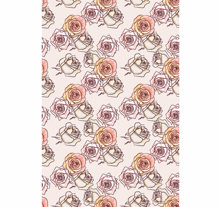 Toile fenêtre fleurs et plantes motif rose illustration - TenStickers