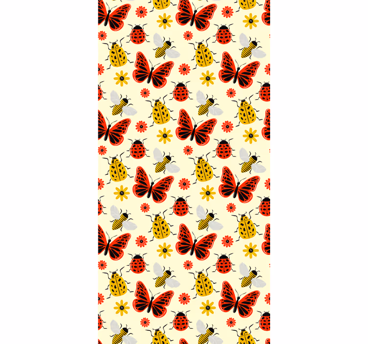 Toile fenêtre papillon abeilles colorées - TenStickers