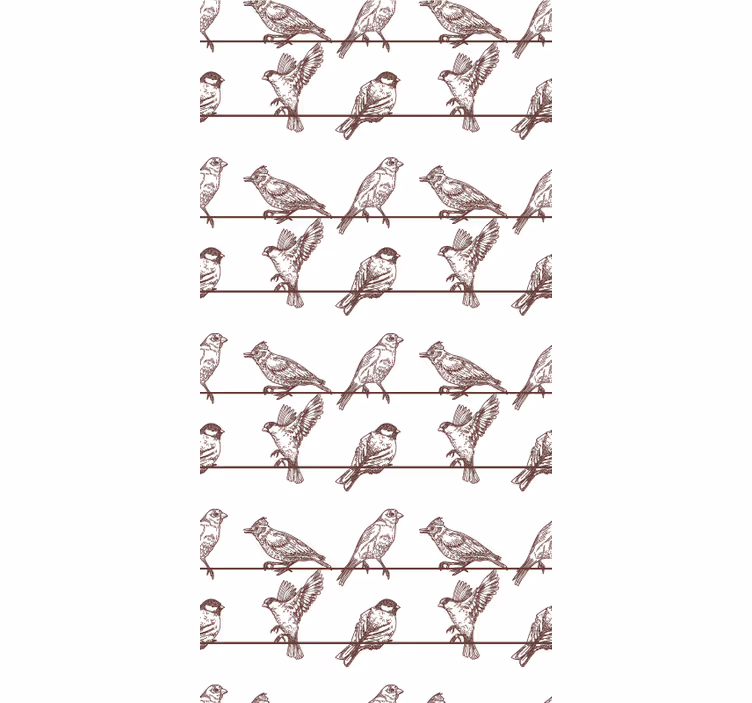Toile fenêtre fleurs et plantes oiseaux sur les branches - TenStickers