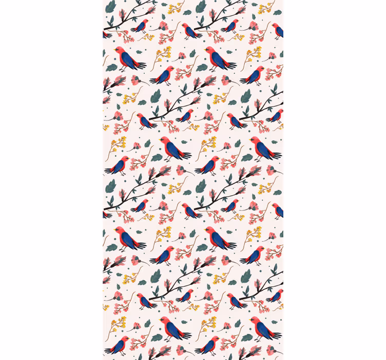 Toile fenêtre fleurs et plantes motifs d'oiseaux vibrants - TenStickers