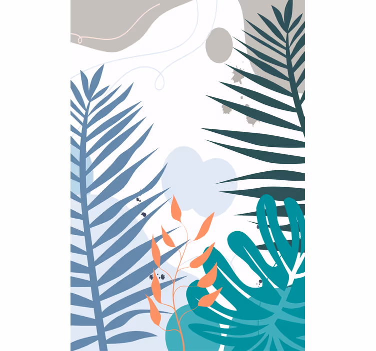 Toile fenêtre fleurs et plantes grandes feuilles tropicales - TenStickers