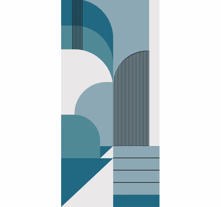 Toile fenêtre moderne motifs d'arches bleues - TenStickers