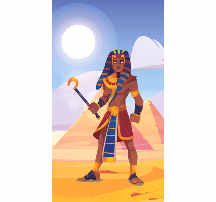 Toile fenêtre original pharaon tenant un bâton - TenStickers