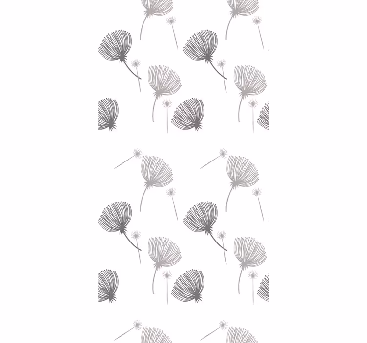Toile fenêtre fleurs et plantes motif gris doux - TenStickers