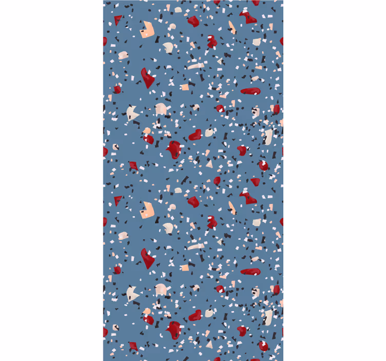 Toile fenêtre textures et motifs terrazzo géométrique bleu - TenStickers