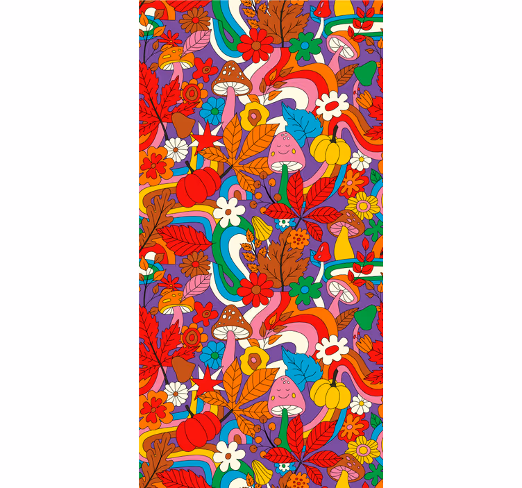 Toile fenêtre amusant fantaisie de champignons colorés - TenStickers