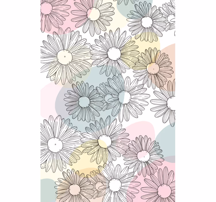 Toile fenêtre fleur marguerites et teintes pastel - TenStickers