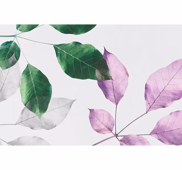 Toile fenêtre fleurs et plantes motifs de feuilles vibrants - TenStickers