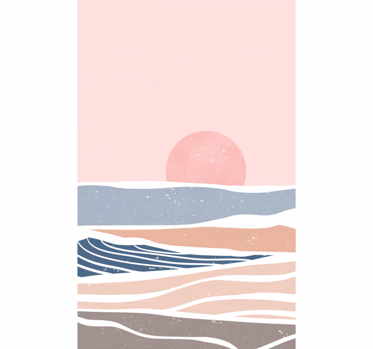Toile fenêtre vintage vagues sereines du coucher de soleil - TenStickers