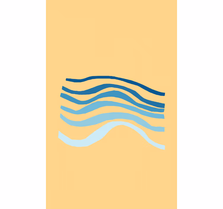 Toile fenêtre dessin lignes bleues ondulées - TenStickers