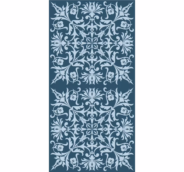 Toile fenêtre fleurs motif bleu provincial français - TenStickers