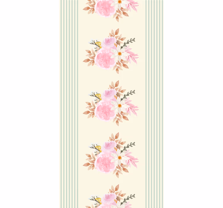 Toile fenêtre fleurs motif rayé provincial français - TenStickers