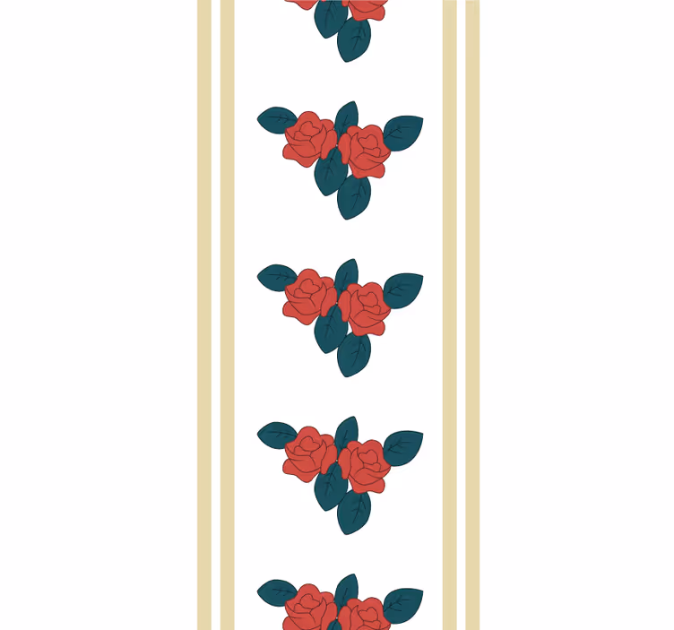 Toile fenêtre fleur motif de rose avec des feuilles - TenStickers