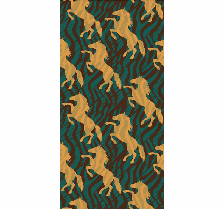 Toile fenêtre animaux chevaux dorés au galop - TenStickers