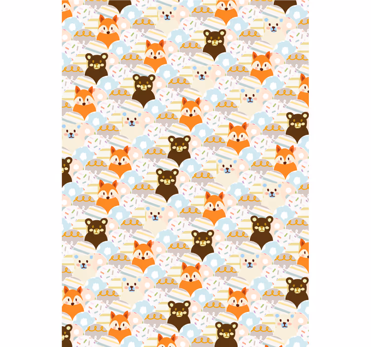 Toile fenêtre animaux visages de bébé forêt - TenStickers